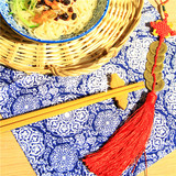 民族中国日式和风手工扎染布艺棉麻双层厚实西餐早餐餐垫小清新