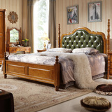 全实木床双人床1.8米美式乡村家具软包床1.5米别墅大床橡木床特价