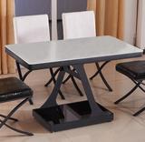 厂家直销玻璃餐桌椅组合简约创意家用双层餐厅饭桌金属小户型桌子