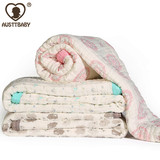 澳斯贝贝纯棉8层纱布婴儿盖毯盖被夏季新生儿宝宝毯子儿童浴巾