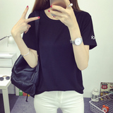 韩版夏季短袖t恤女学生宽松显瘦打底衫韩版半袖体恤百搭T恤女潮