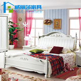 韩式床 实木双人田园床 白色公主床 婚床 简约现代1.8米床硬靠背