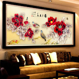 新款5d魔方圆钻石绣客厅大幅画花卉系国色天香花开富贵满贴十字绣