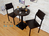 现代简约小户型实木圆餐桌奶茶店桌椅组合咖啡厅桌椅甜品店餐桌