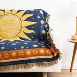毯子棉毯子空调毯毛巾毯盖巾盖毯沙发巾彩色线毯清新北欧风太阳神
