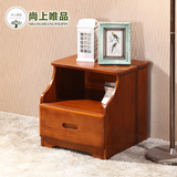 尚上唯品家具现代中式简约橡胶木二抽斗储物灯柜实木床头柜