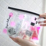 正品韩国afrocat可爱娃娃波点透明化妆包女式PVC防水洗漱袋收纳袋