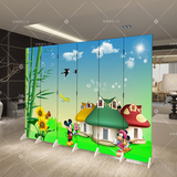 可移动折叠儿童卡通屏风幼儿园防水双面布艺折屏卧室客厅房间屏障
