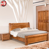 实木床榆木床1.8米成人中式双人床大床气压高箱体储物1.5家具婚床