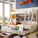 韩式儿童高低子母床双层梯柜上下床男女孩套房组合储物床环保家具