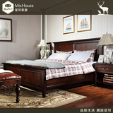 进口黄杨美式乡村实木床全实木1.5米1.8简约双人复古卧室婚床家具