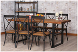 美式铁艺老松木做旧复古餐桌椅简约实木画桌办公桌铁木时尚工作台