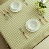 田园桌布布艺 餐桌布 绿色格子桌布 桌布防水茶几布台布圆桌布
