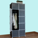 组合简易衣柜塑料 宜家树脂成人组装布艺衣橱钢架折叠收纳柜实木