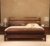 直销高端北美纯黑胡桃木家具实木床 1.8米双人床现代中式 婚床