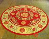 中式传统风格喜庆囍红色圆形客厅卧室地毯纯手工羊毛古典别墅地毯