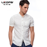 LIKOPA/利科帕短袖T恤男装 亚麻棉麻潮流夏季中国风修身半袖上衣