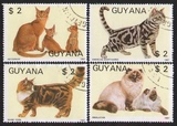 311 外国盖销邮票圭亚那1987年 宠物猫 萌猫 家猫动物世界(4枚)