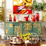 东南亚法式新古典别墅样板间餐边柜玄关装饰陈设柜设计师艺术家具