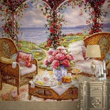 欧式拱门油画风景3d电视背景墙客厅卧室沙发壁画墙纸无缝立体壁画