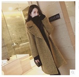 2015冬装新款韩版毛呢外套女中长款显瘦加厚长袖克拉翻领呢子大衣