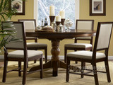 美式新古典实木圆桌北欧宜家餐厅餐桌法式仿古做旧橡木餐桌椅组合