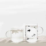 杯子玻璃杯可爱极地 水杯创意zakka北极熊企鹅情侣透明花茶马克杯