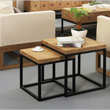 欧式铁艺沙发边几方形客厅角几实木小方桌创意茶几简约休闲摆物桌