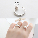 韩国时尚珍珠甜美气质开口符号逗号指环女生戒指银饰 生日礼物