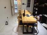 美式复古实木铁艺餐桌饭桌酒吧桌办公桌酒店桌长方形桌椅组合桌子