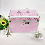 手提收纳箱粉色密码箱纹绣箱纯色荔枝纹化妆箱美甲箱全国包邮