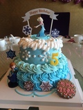 冰雪奇缘生日蛋糕礼物冰雪场景蛋糕双层蛋糕艾莎公主玩具蛋糕