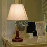 创意个性卧室床头柜暖光台灯现代简约田园亚麻布艺实木调光小台灯