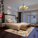 欧式新古典床 实木双人床法式布艺床1.5 1.8米公主床样板房家具