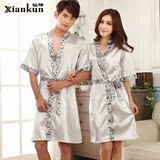 夏季男女式短袖韩式情侣睡衣丝绸质性感吊带女士睡袍两件套家居服
