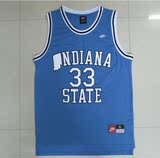 正品 NCAA 印弟安那州立大学33号伯德球衣男篮球服背心 SW 复古蓝