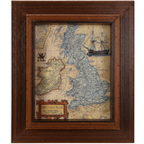 梵诺帝 欧式复古装饰画 宫廷别墅客厅壁画 航海图不列颠群岛30*35