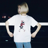 韩国ulzzang原宿bf学院风大胡子滑板卡通小人短袖T恤女学生上衣潮