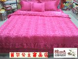 韩国进口床上用品高级真丝系列奢华大红床品婚庆7件套