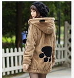 韩版可爱萌熊猫装耳朵秋冬季女装动物毛毛绒卫衣外套潮毛茸茸衣服