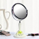 创意田园风百合花台式梳妆镜子摆件家居树脂装饰品婚庆双面化妆镜