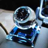 汽车摆件 带钟表水晶球车载香水座创意水晶香水座汽车内饰品香水
