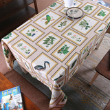 木有年轮 美式花鸟乡村风格桌布 厚实棉麻餐桌盖布 可定制