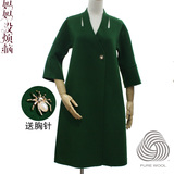 中国质造 100%羊毛大衣外套中长送胸针中年中老年大码女装双面呢