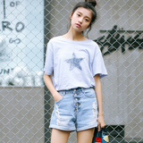 青少年2016韩版夏装女装学生宽松半袖中长款休闲短袖套头T恤上衣