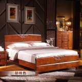 橡木床 儿童床1米2单人床 1.2米成人床双人床m 中式实木床 小床