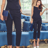 韩国代购夏装新款7分裤休闲OL时尚显瘦无袖大码上衣两件套装女潮