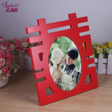 现代中式8寸红色结婚照喜庆相框婚礼婚房装饰品牌木质画框摆台