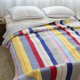 外贸原单 单件纯棉绗缝被 单人床盖全棉空调被夏凉被毯子