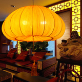 中式客厅餐厅灯饰海洋布艺简约创意茶楼过道南瓜灯笼订制手工吊灯